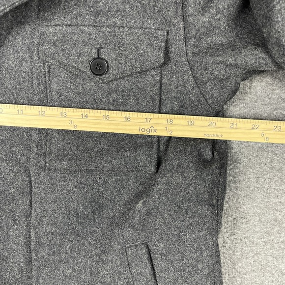 Banana Republic Jacket Mens M Gray Italian Wool Cashmere Full Zip Lined Pea Coat - Picture 13 of 16